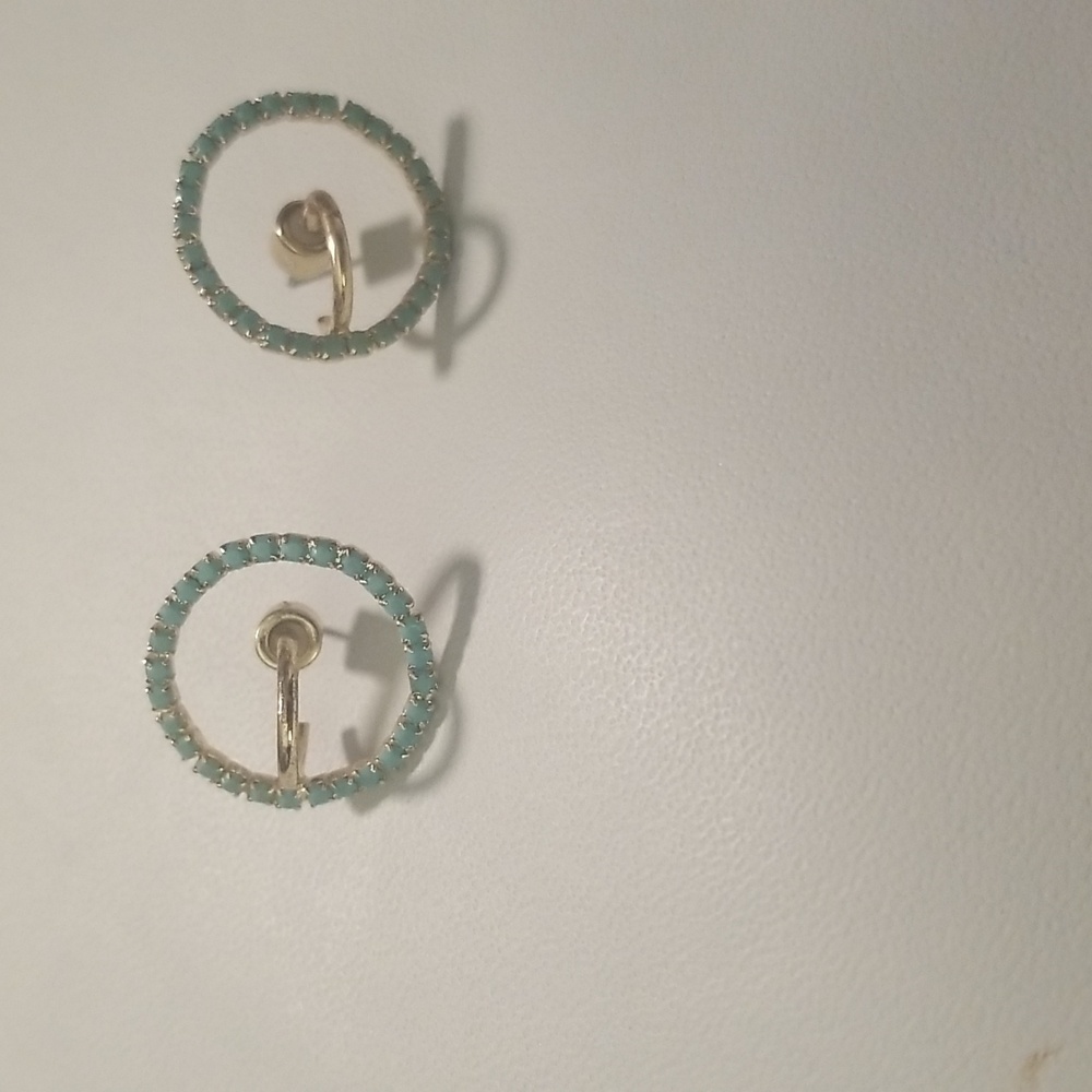 Women's Turquoise Blue Faux Stones; GEN Gold Circle Shaped Pierced Earrings; O/S